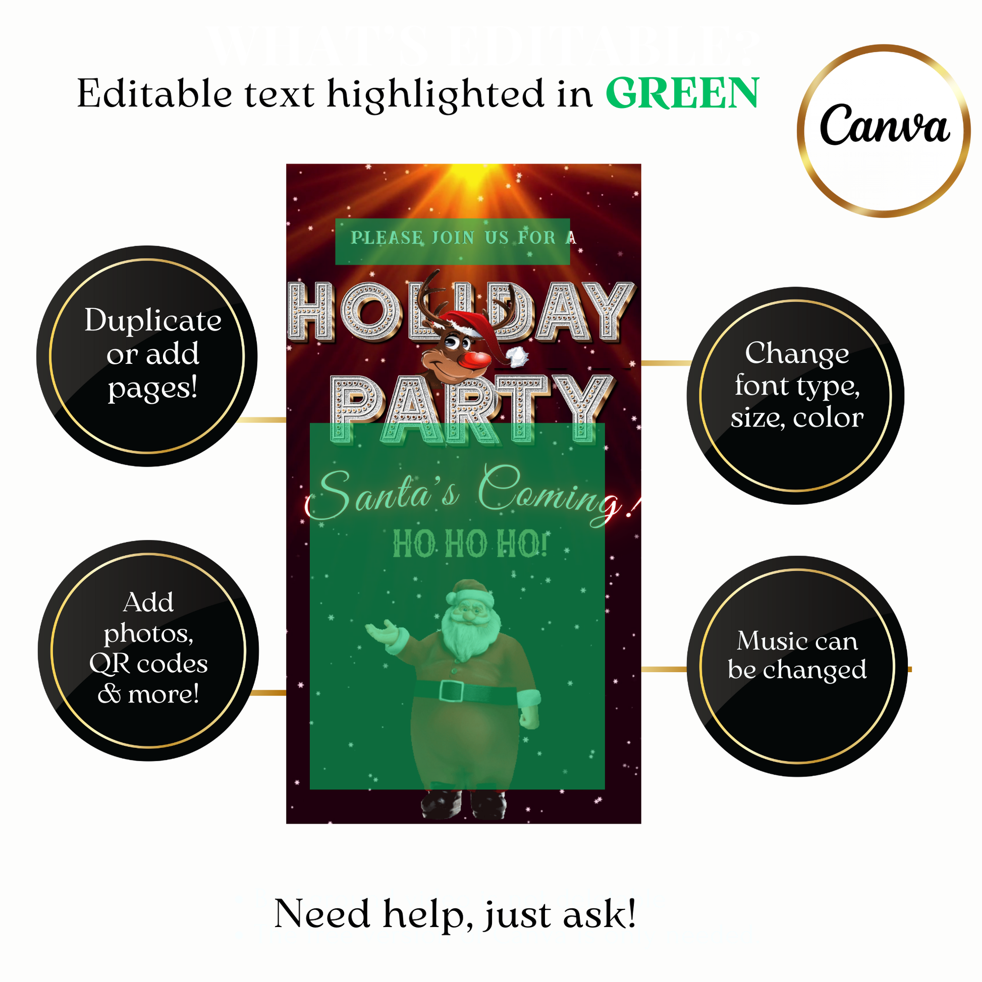 Santa holiday video invitation shared on social media feed