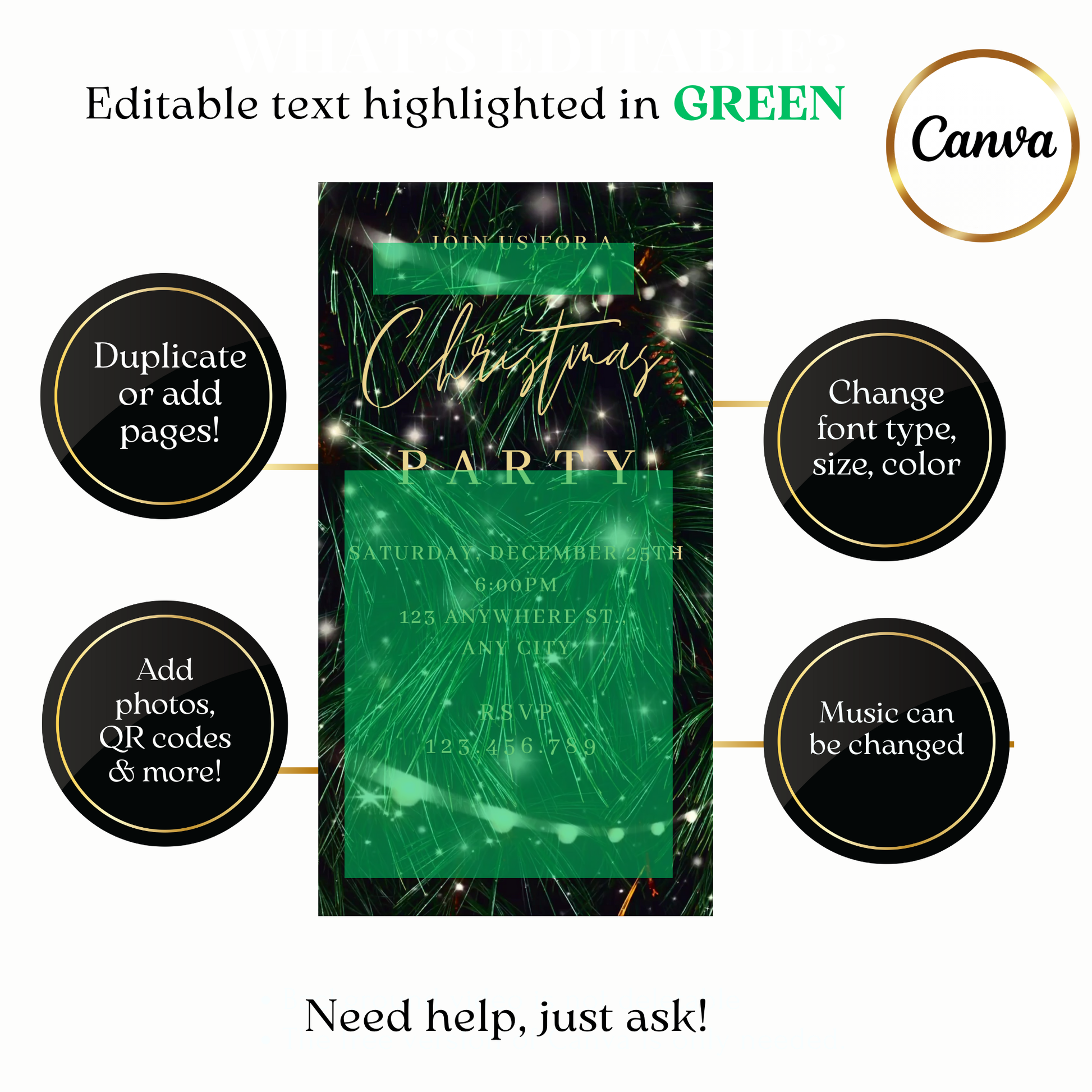 Elegant Tree Christmas party invite shared on WhatsApp
