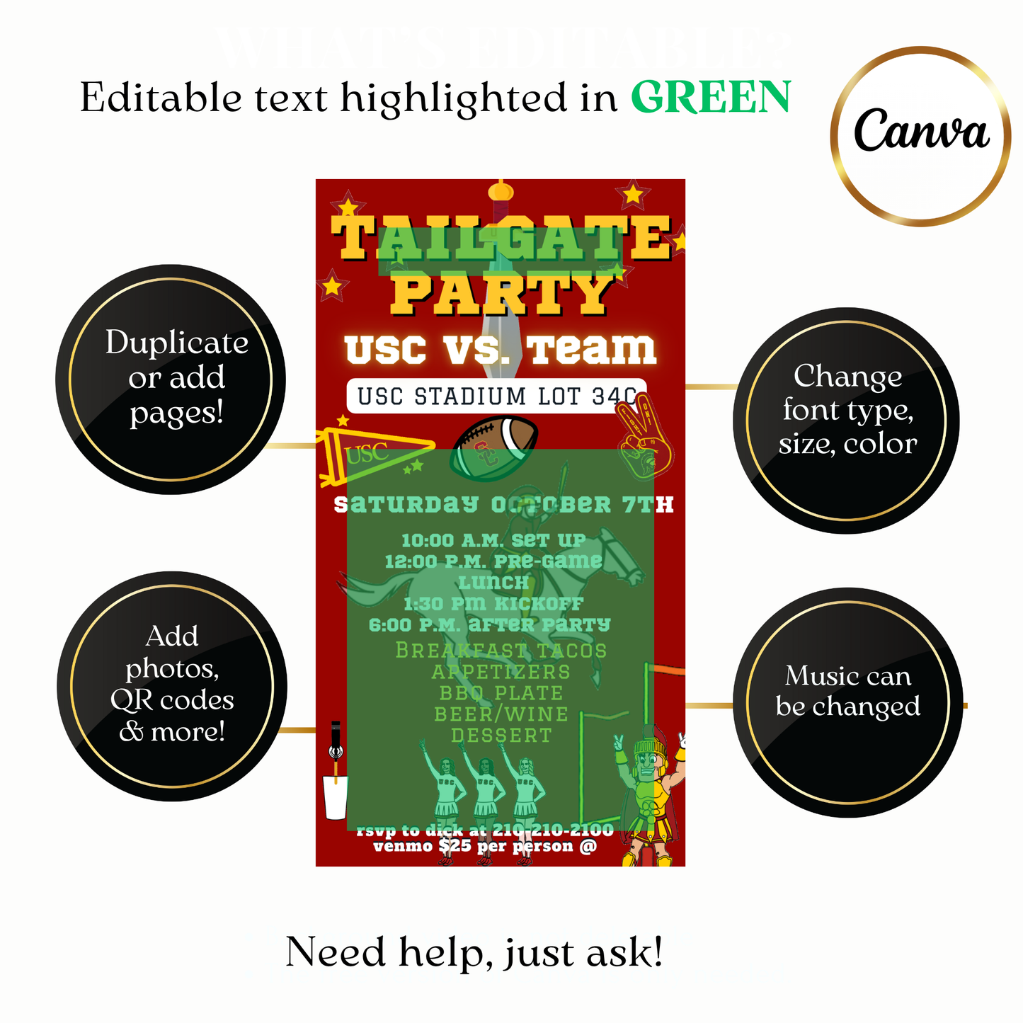 Custom Trojans stadium video invite design