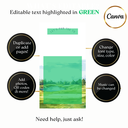 Let's par-tee golf themed video invite customizable