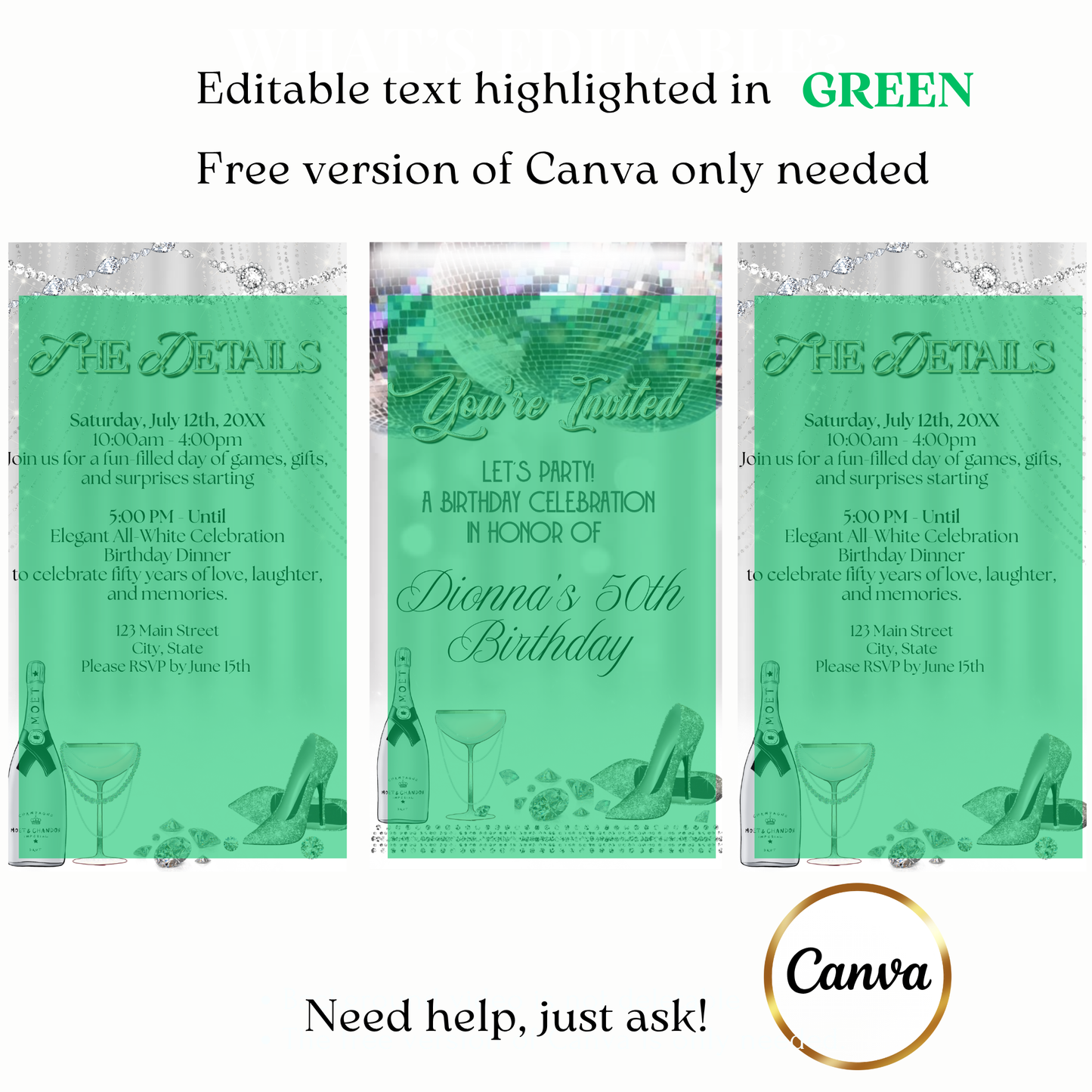 Luxury celebration video invite customizable sparkle