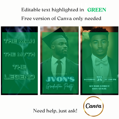Animated The Man The Myth The Legend Birthday or Graduation Video Invitation Evite