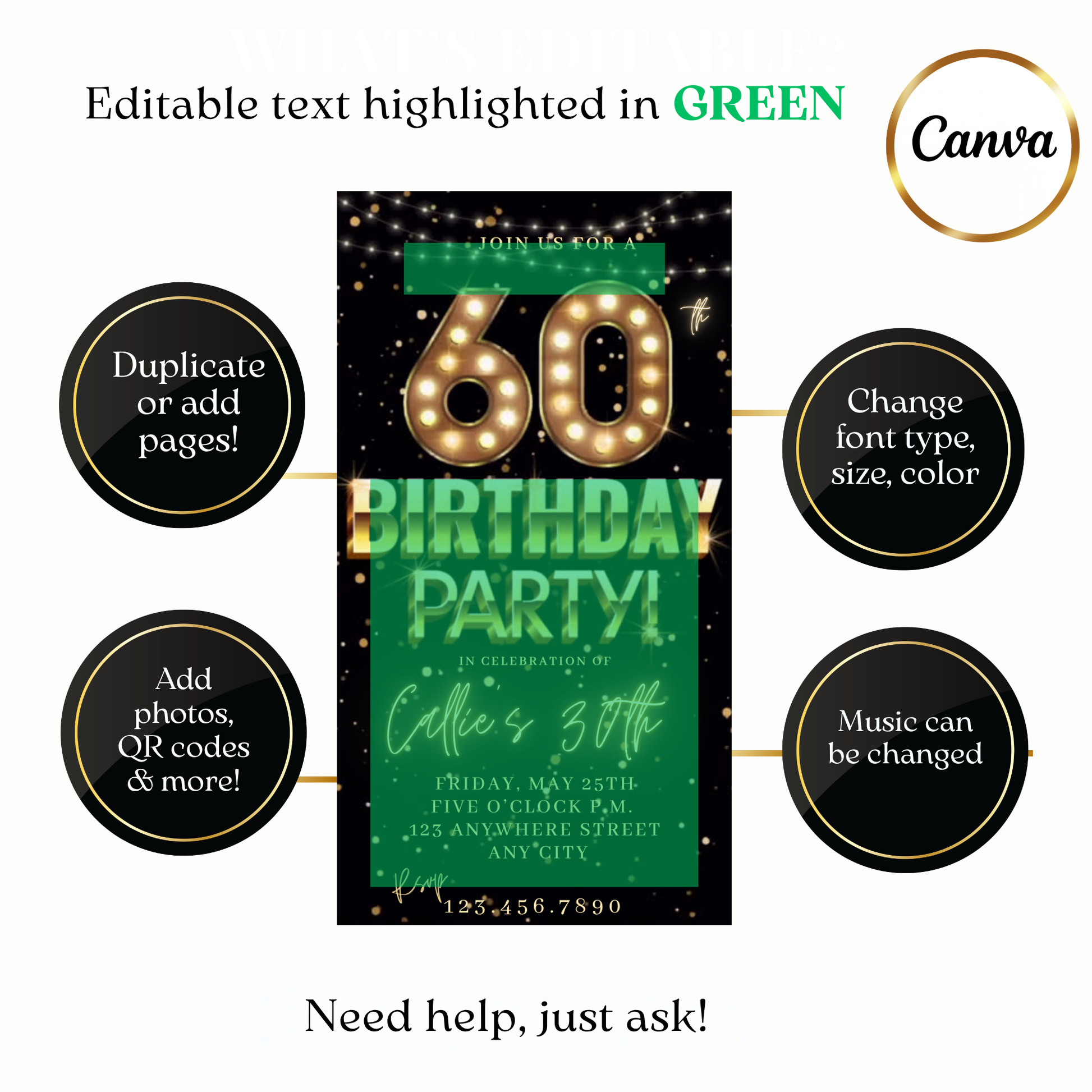 Animated Classic Gold Party Video Invitation Evite