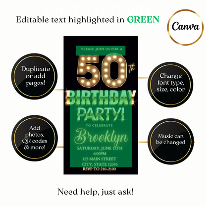 Animated Gold Lights Marquee Video Invitation Evite