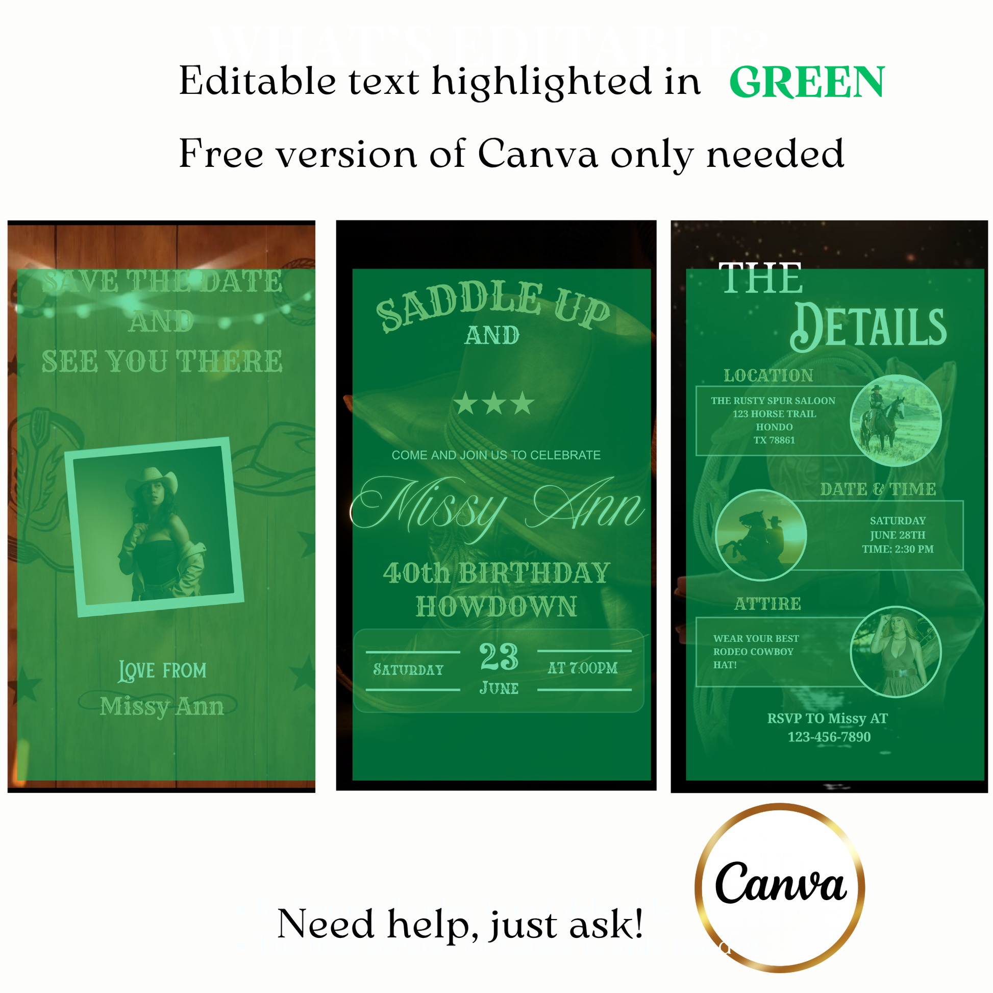 Digital western ranch party video invite card