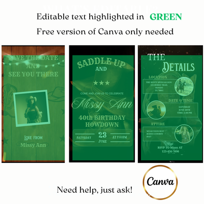 Digital western ranch party video invite card