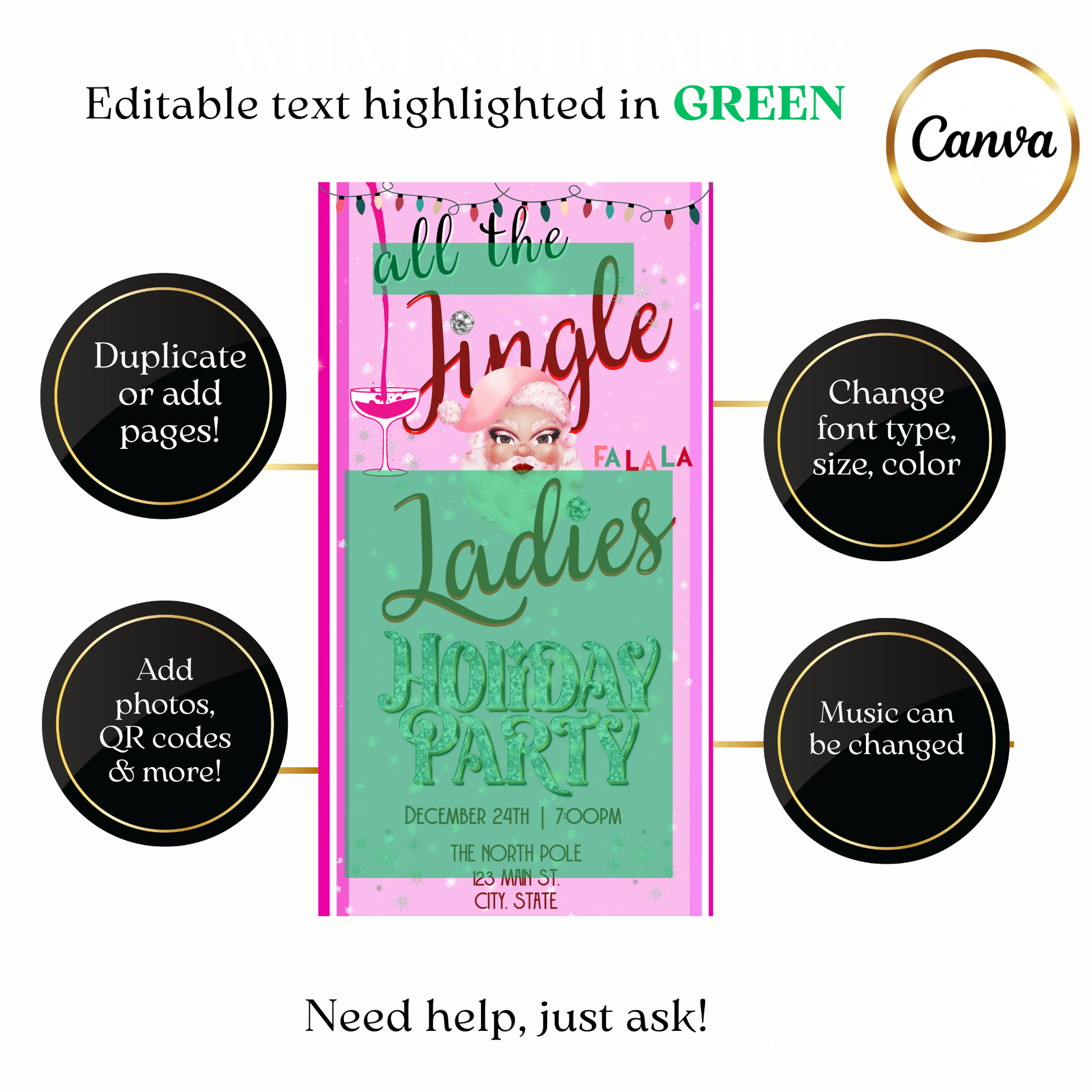 Editable MP4 festive Jingle Ladies invite template