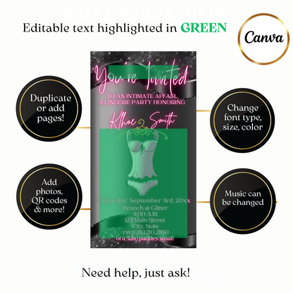 Animated Glam Pink Lingerie Video Invitation Evite