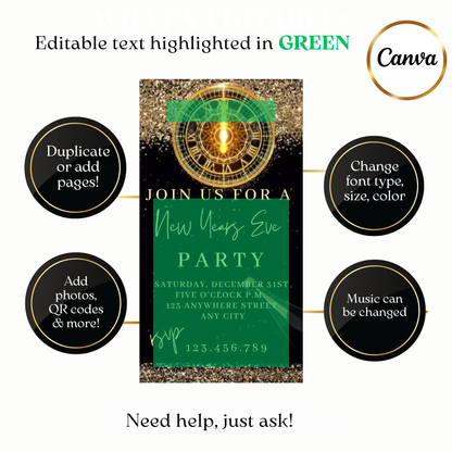 Custom champagne countdown clock video invite design