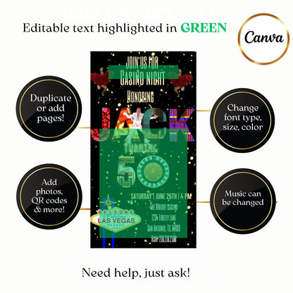 Animated Las Vegas Casino Night Video Invitation Evite (cards, casino, chips)