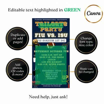 Panthers stadium tailgate video invite customizable