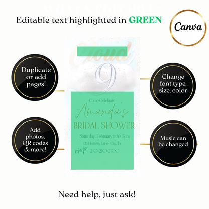 Custom cloud 9 bridal celebration video invite design