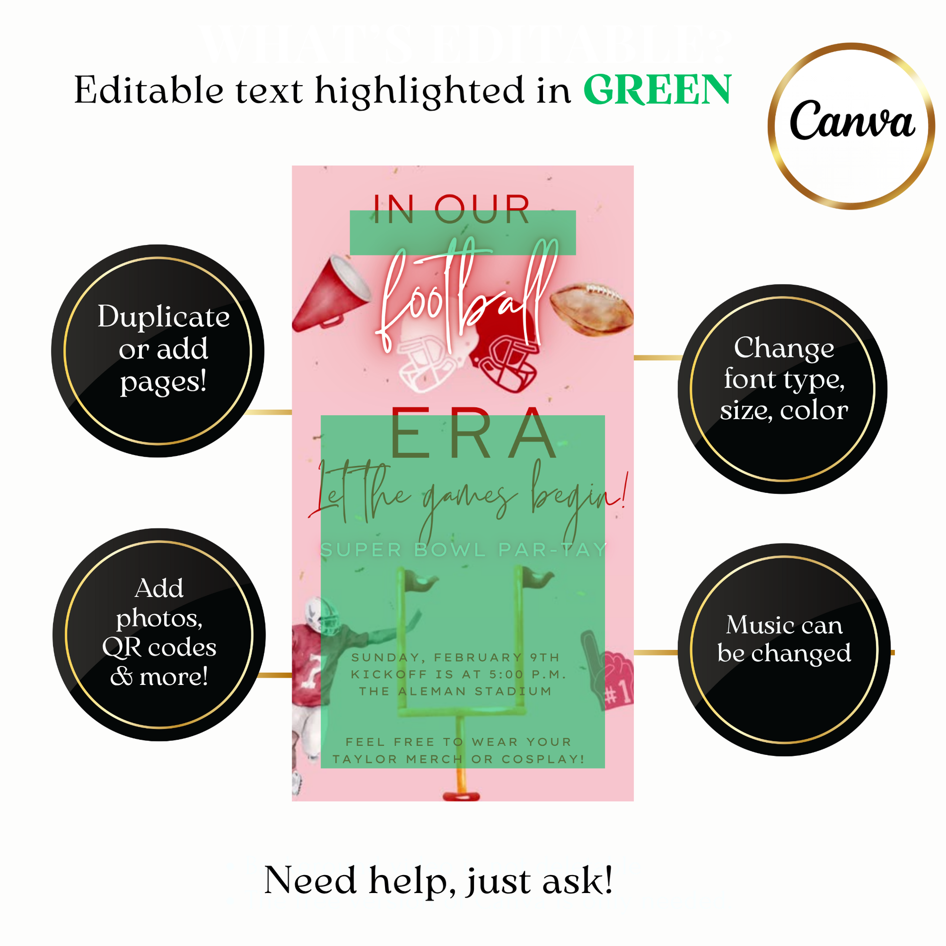 RSVP slide featuring whistle, ball, and calendar icons