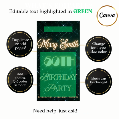 Birthday Dinner Celebration Video Invitation | Digital Luxe Party Invite | Editable Online Template