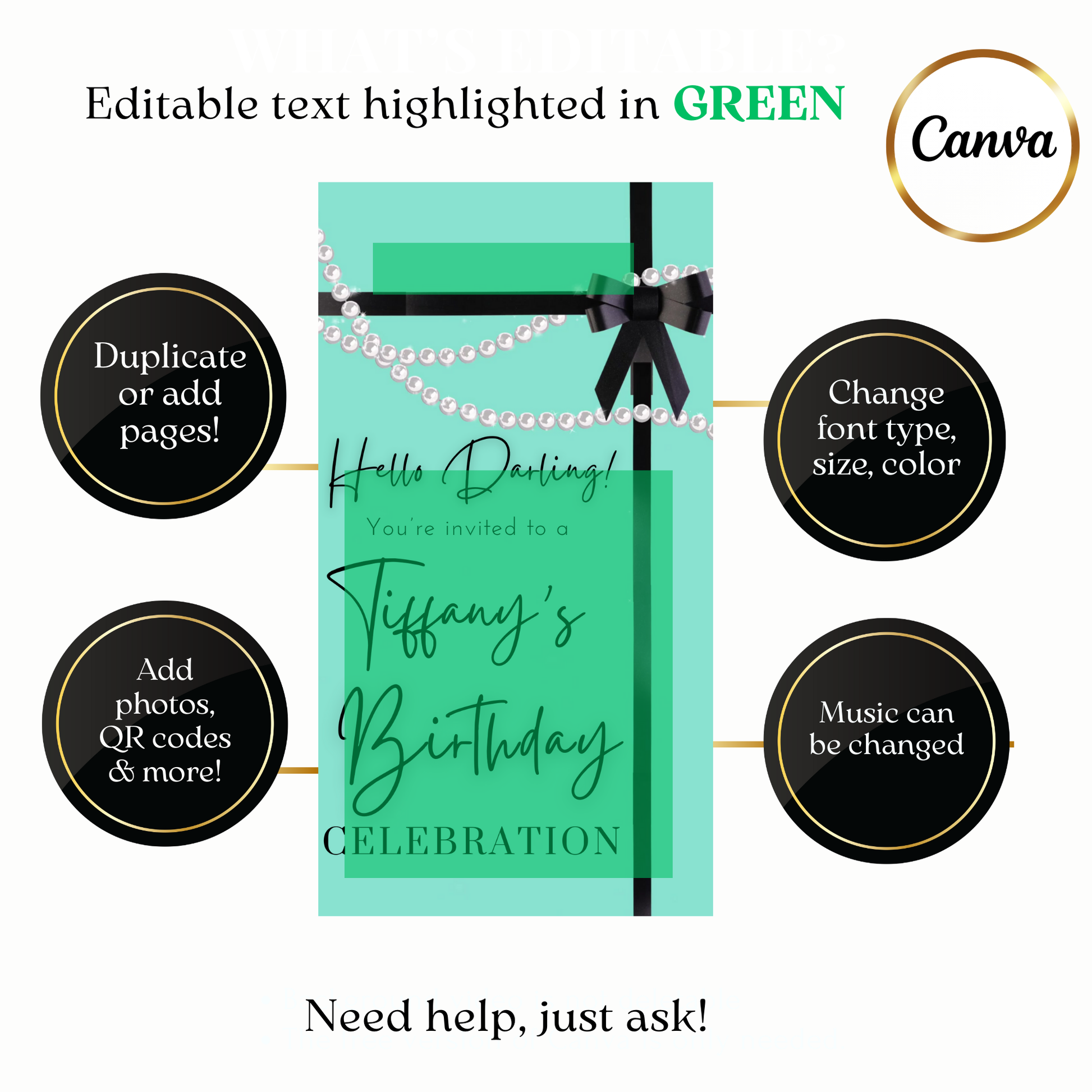 Elegant Breakfast at Tiffany’s party video invitation in vertical format