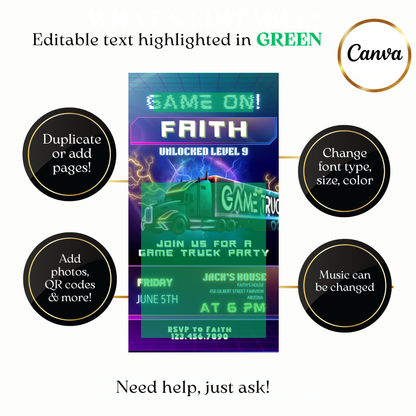 Level unlocked gaming video invite customizable