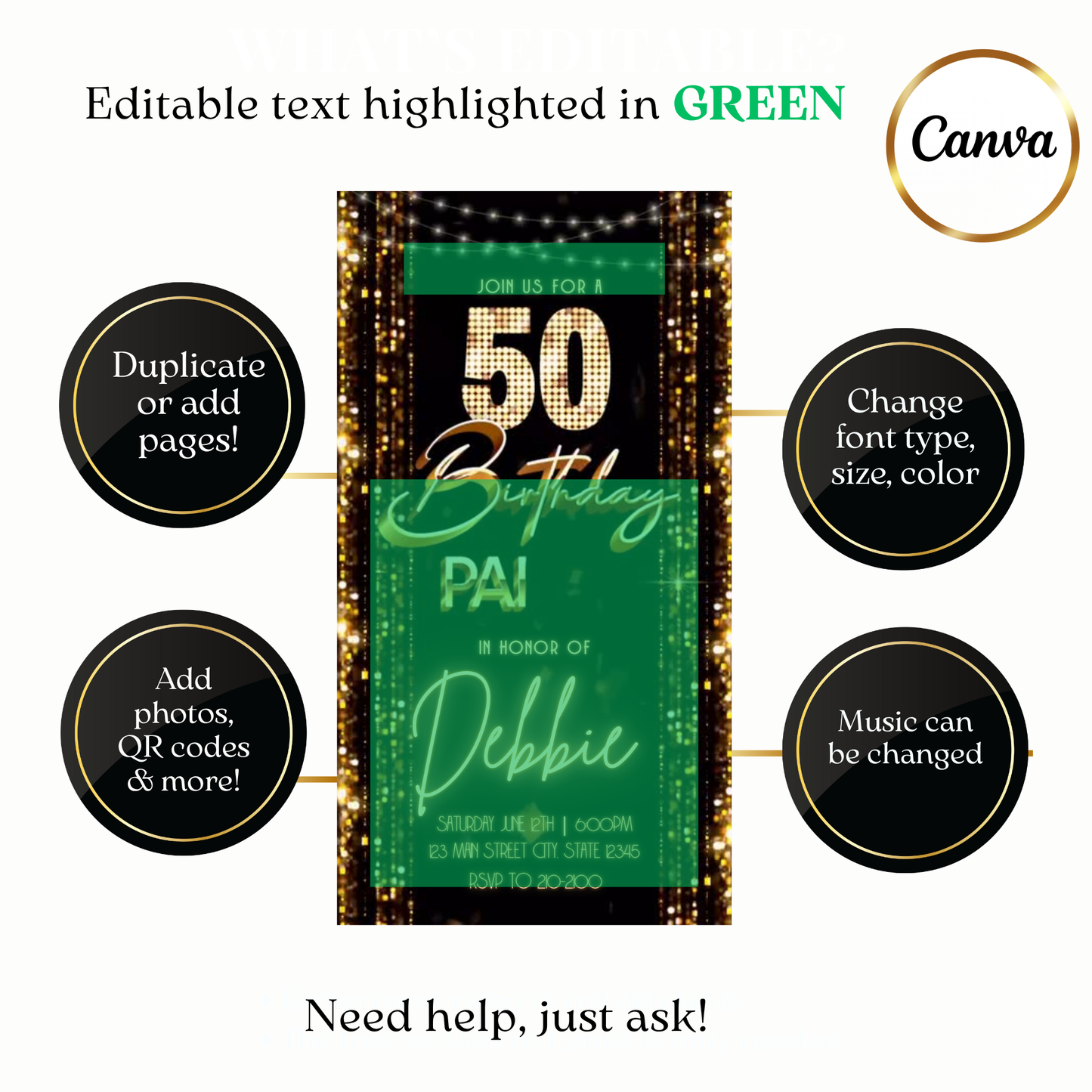 Animated Golden Night Digital Video Invitation Evite