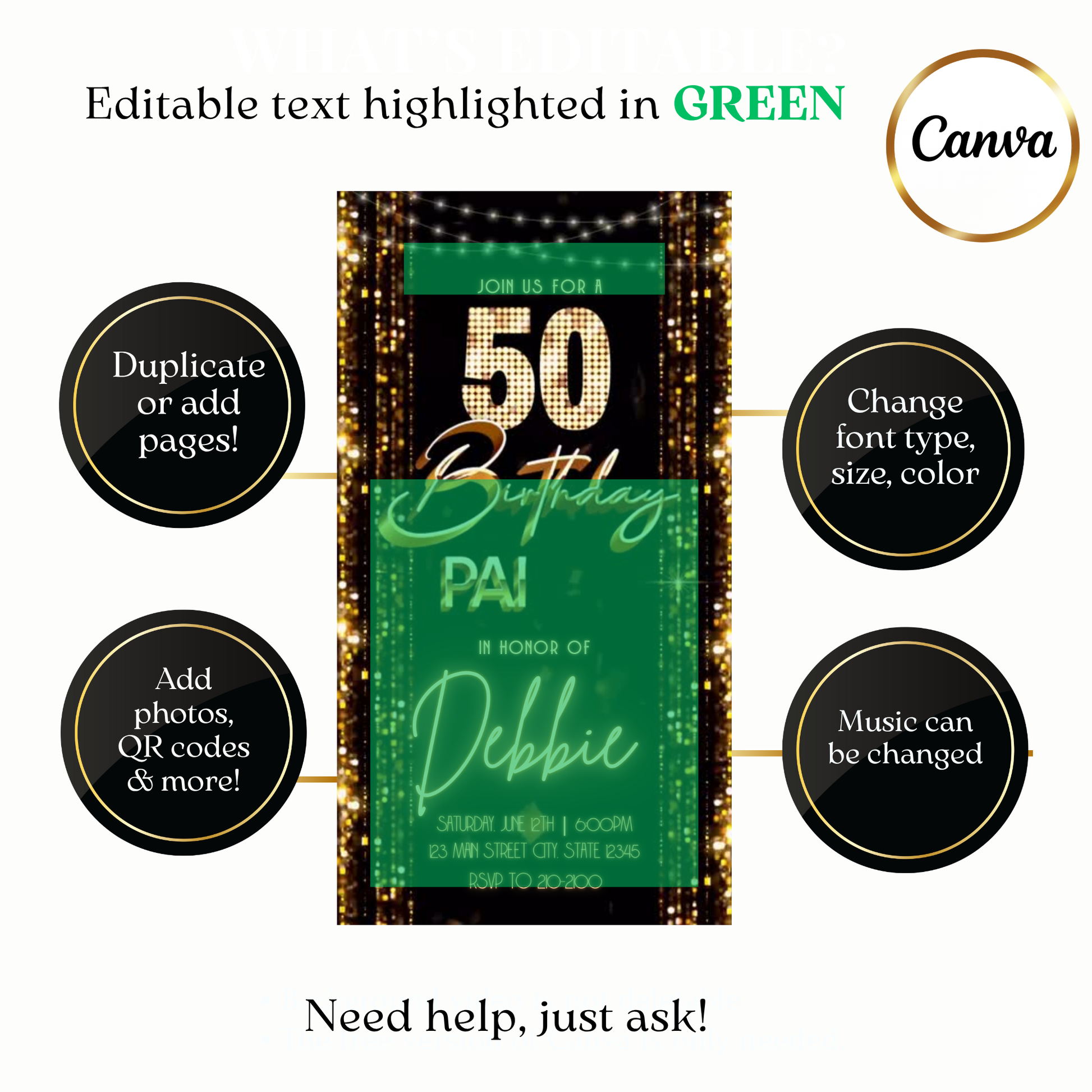 Animated Golden Night Digital Video Invitation Evite