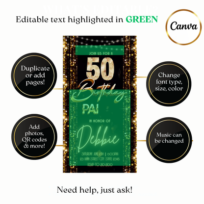 Animated Golden Night Digital Video Invitation Evite