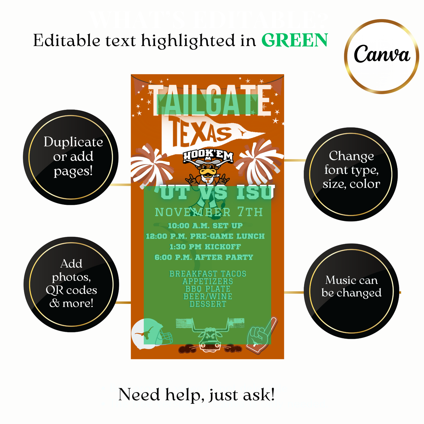 University of Texas tailgate video invite customizable