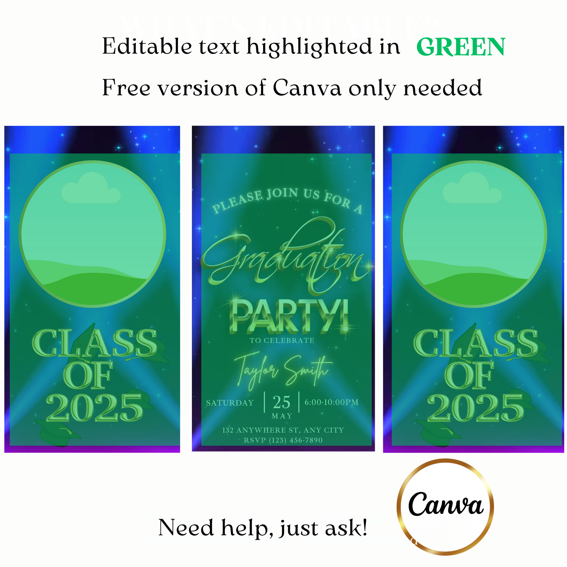 Achievement celebration video invite blue stars theme