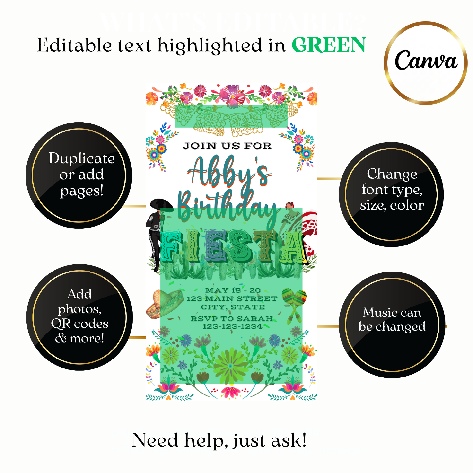 Digital vibrant fiesta party video invite online