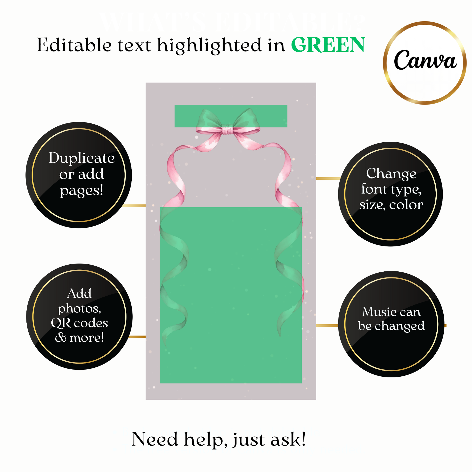 Custom pink ribbon baby shower video invite design