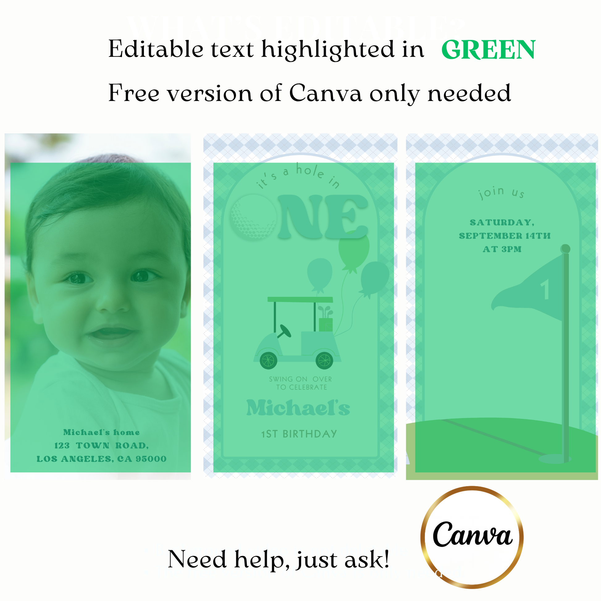 Golf tournament video invite customizable argyle