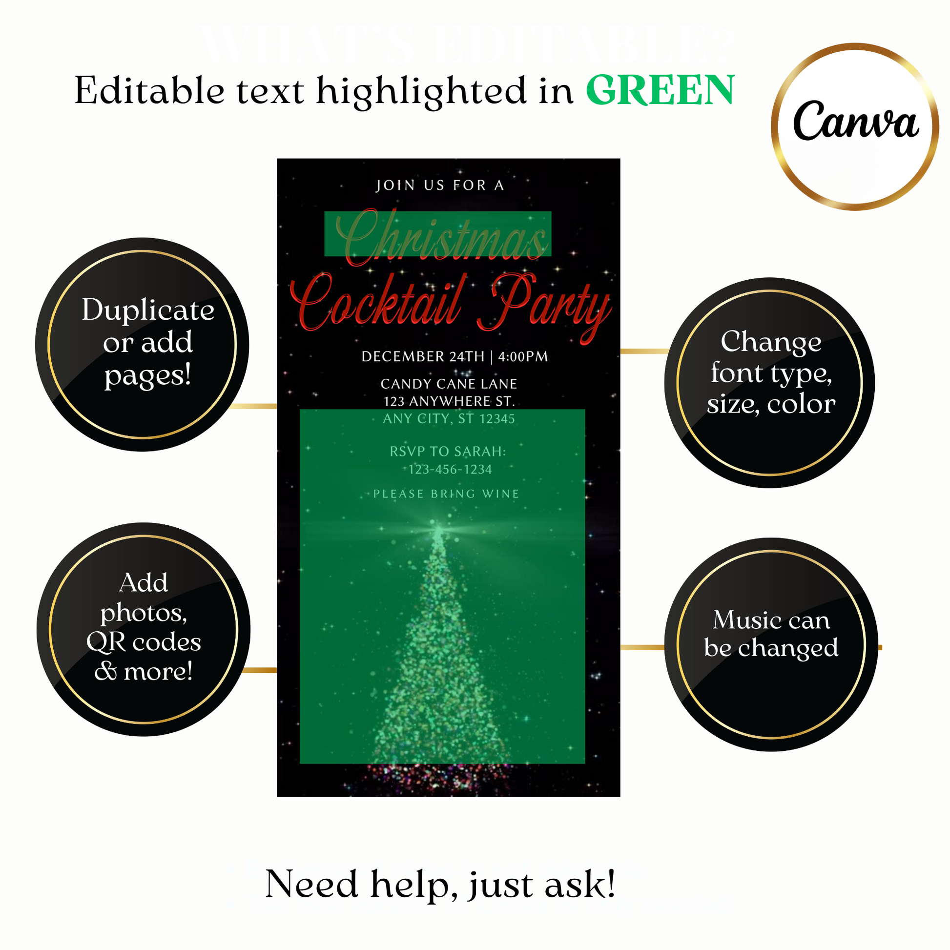 Animated Cocktail Tree holiday video invitation with drinks graphics
