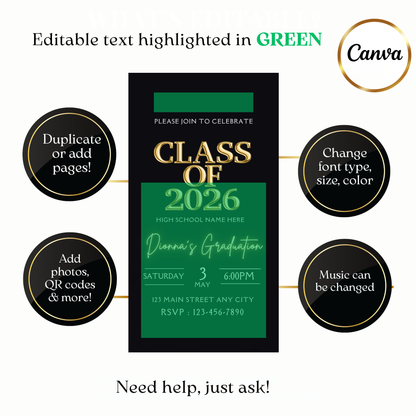 Digital video invite for high school graduation 2026