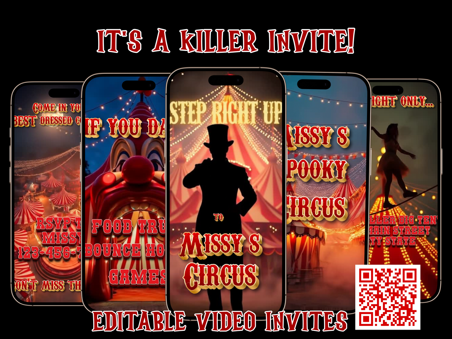 Spooky Circus Video Invitation | Personalized Scary Carnival Animated Evite