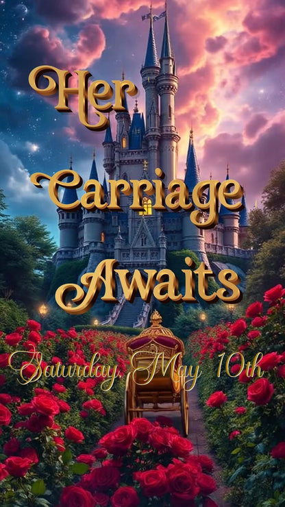 Editable beauty and the beast fairytale quinceañera event video invitation displayed on a mobile phone, featuring an animated vertical digital invite with music, created in Canva. This premium video invitation template is designed for sharing by text, email, and social media and works with an interactive RSVP website for easy guest response tracking.