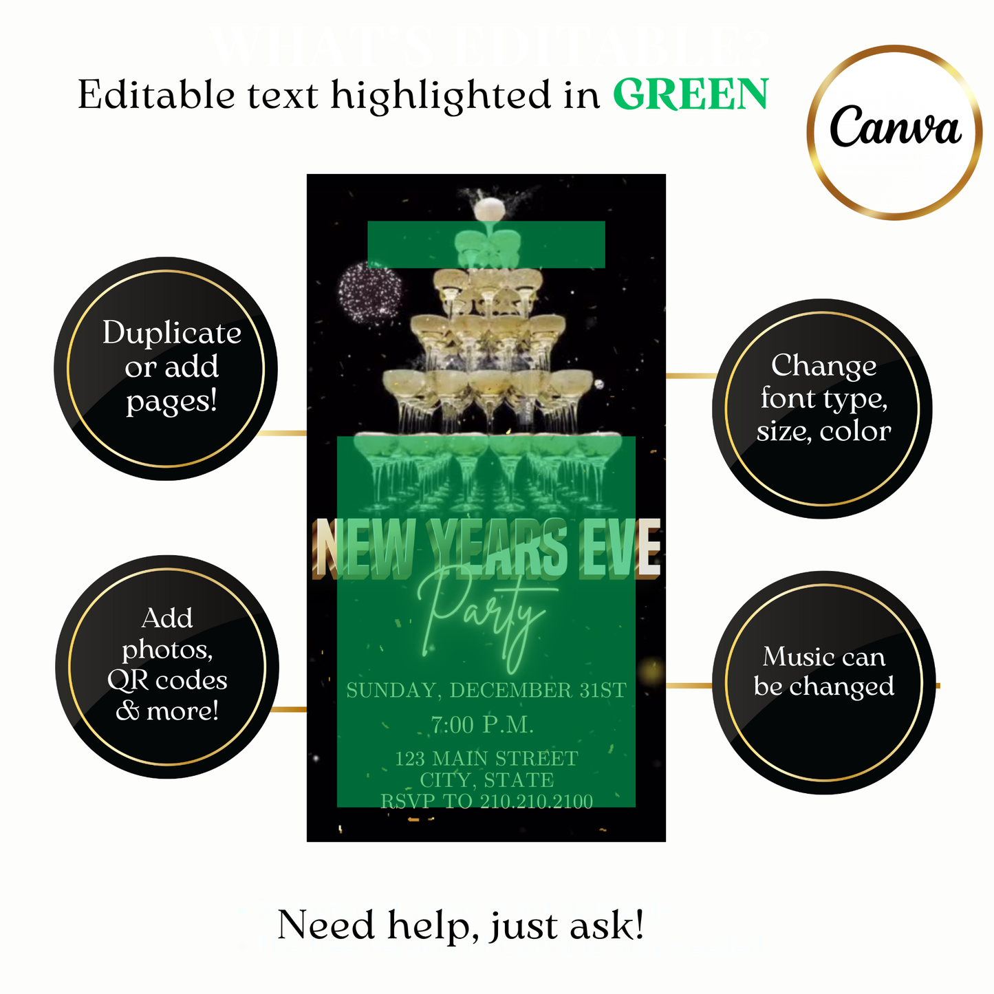 Custom elegant champagne tower video invite design