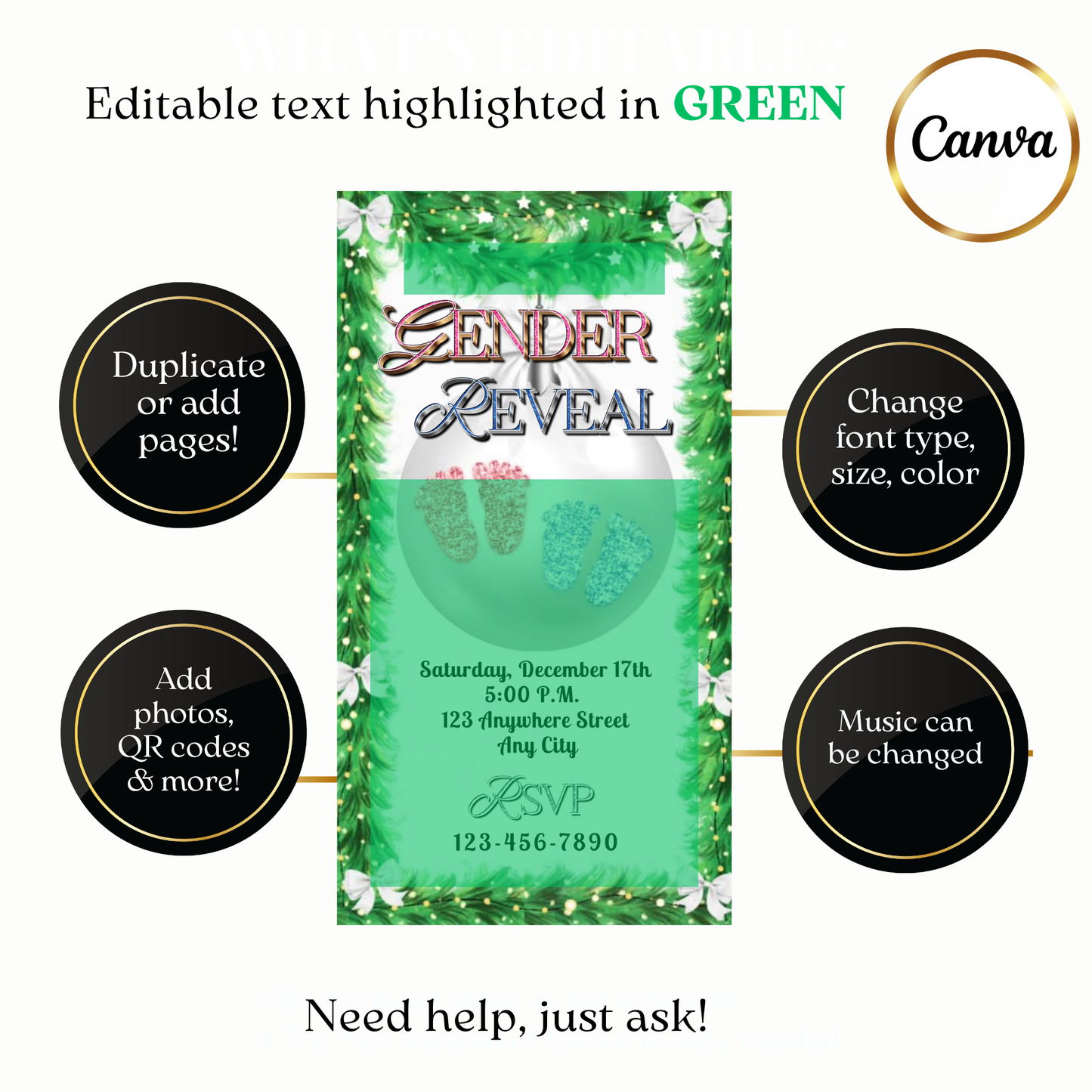 Custom twin baby gender video invite design