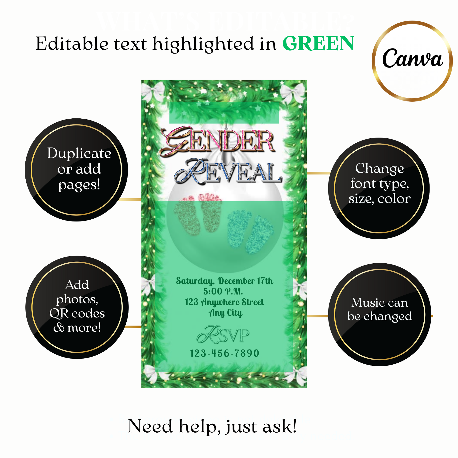 Custom twin baby gender video invite design