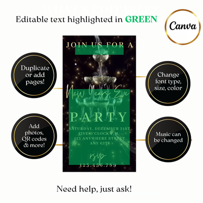 Custom champagne tower digital video invite design