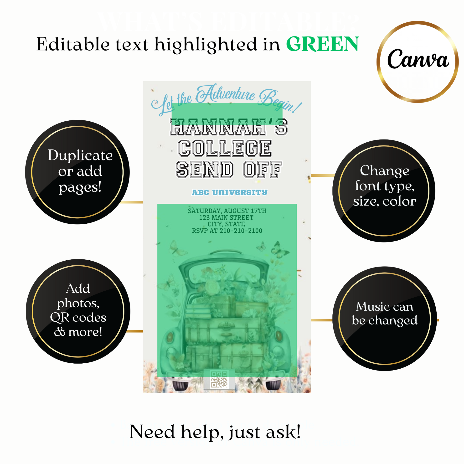 Animated Floral Adventure Drive Digital Video Invitation Evite