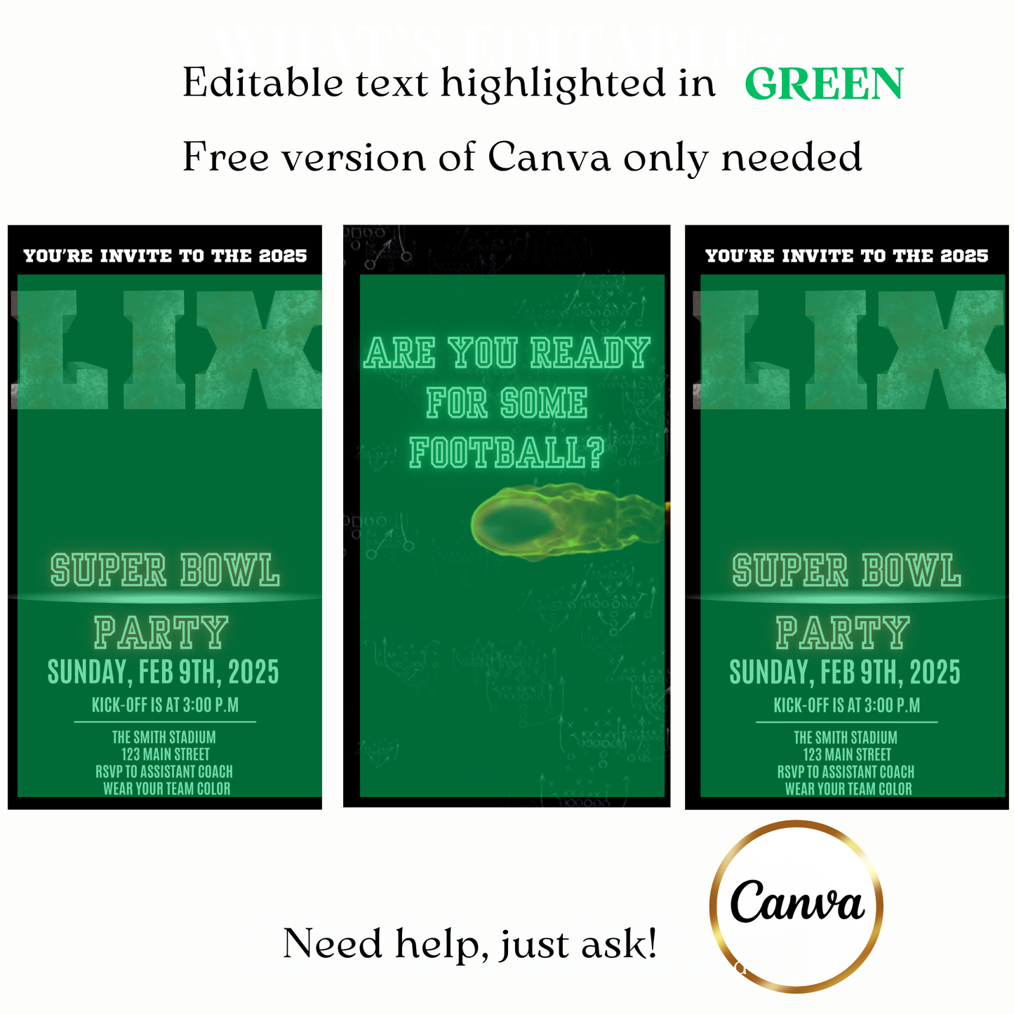 Super Bowl party video invite customizable 59