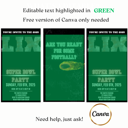 Super Bowl party video invite customizable 59