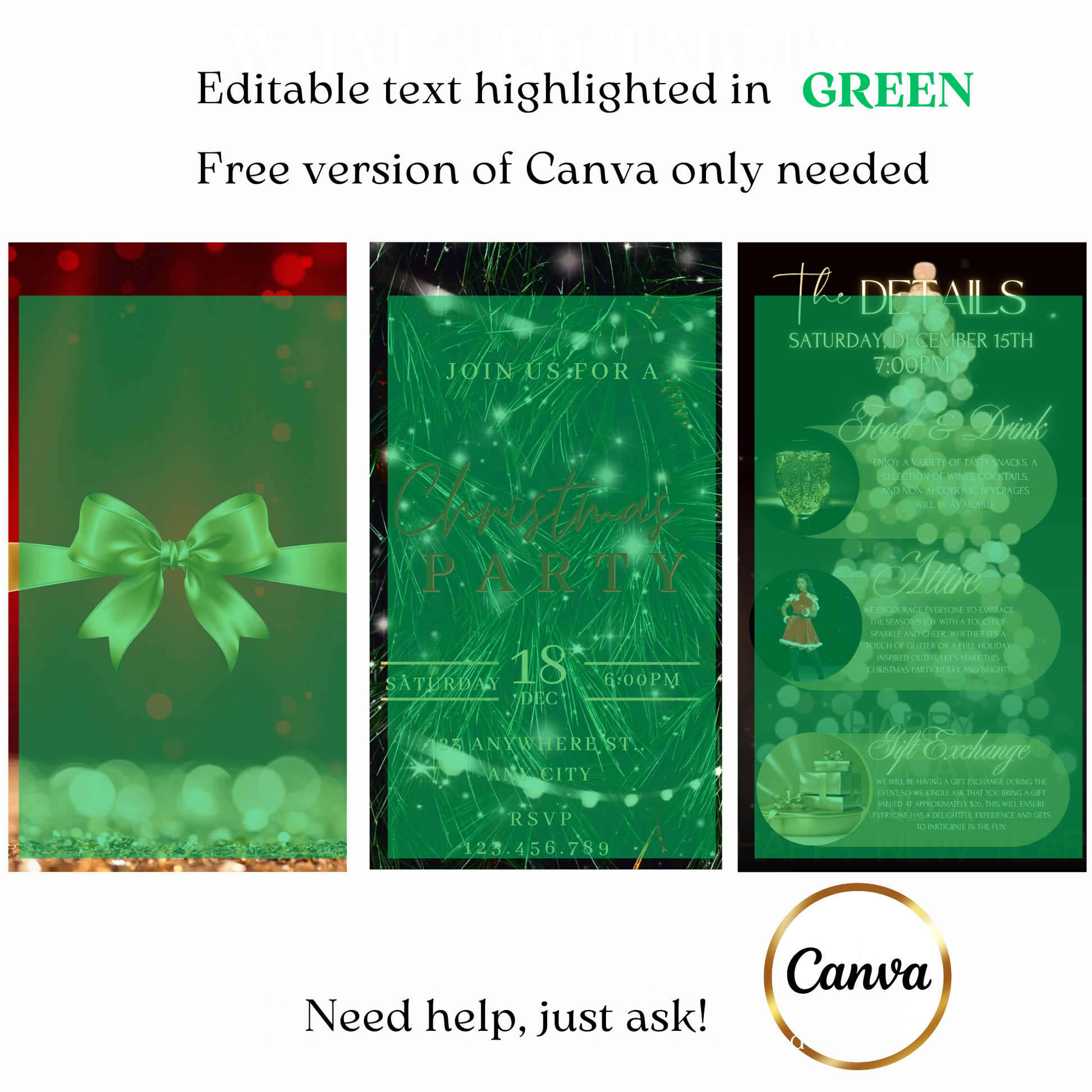 Animated Red and Gold Christmas Party Video Invitation – Elegant Holiday Celebration Evite Evite