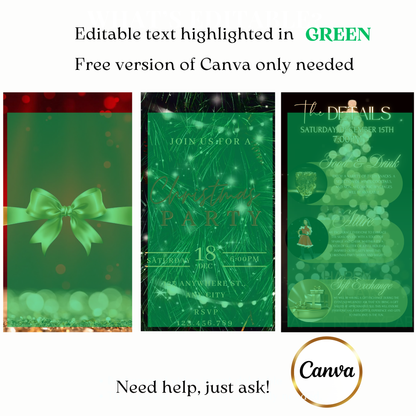 Animated Red and Gold Christmas Party Video Invitation – Elegant Holiday Celebration Evite Evite