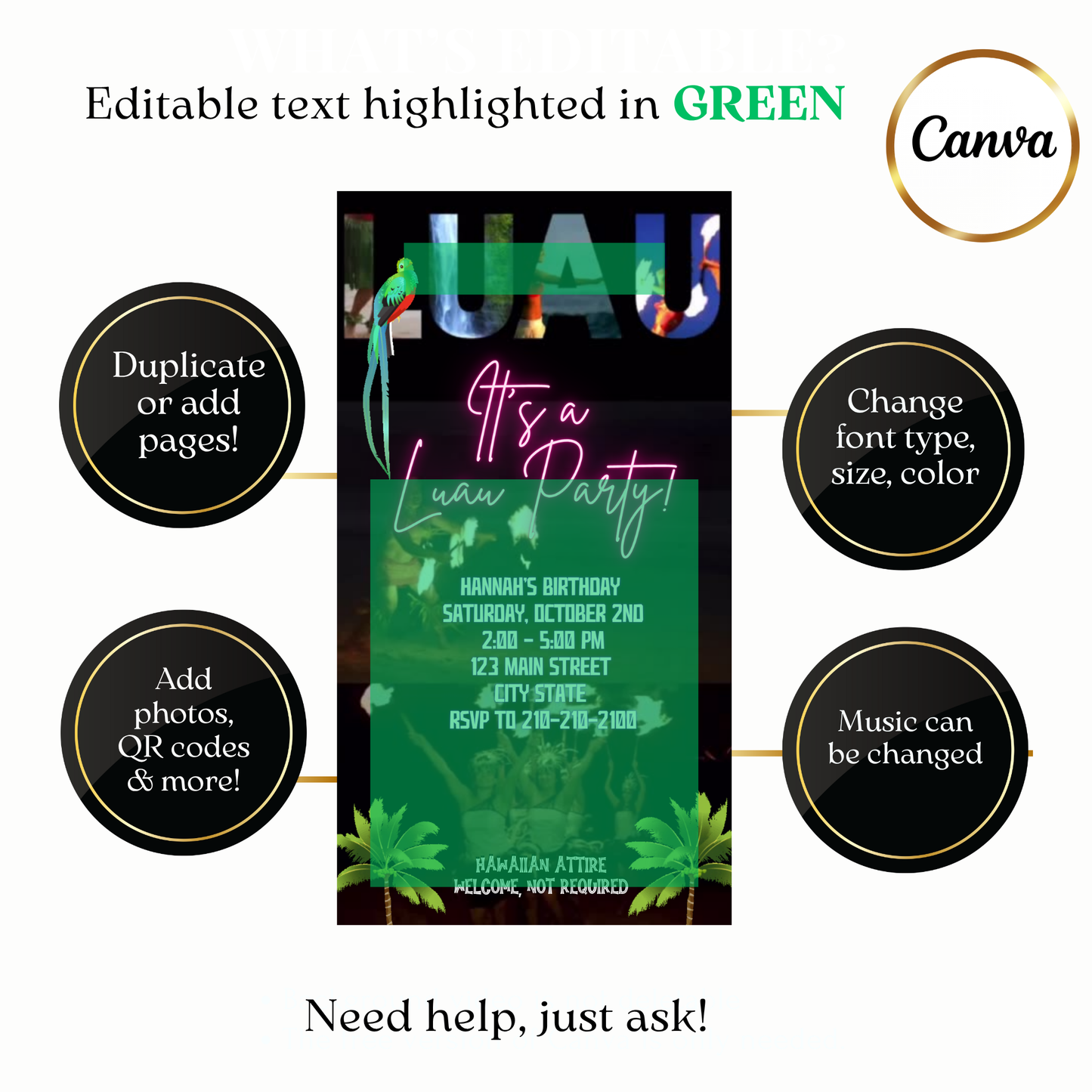 Fire Dance Luau Party Video Invitation Instant Download