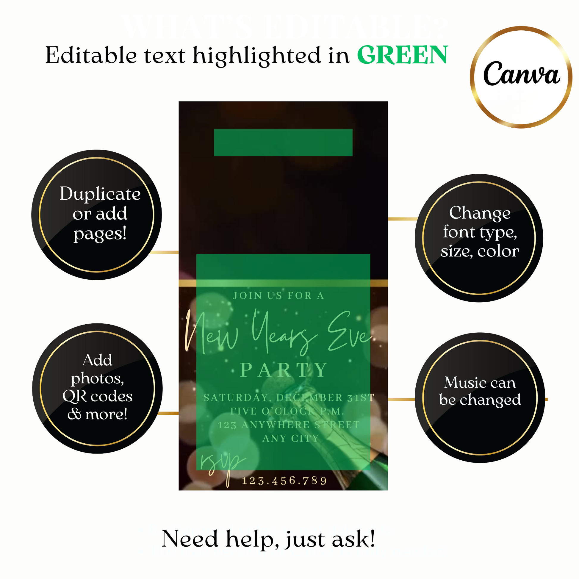 Custom elegant champagne ribbon video invite design