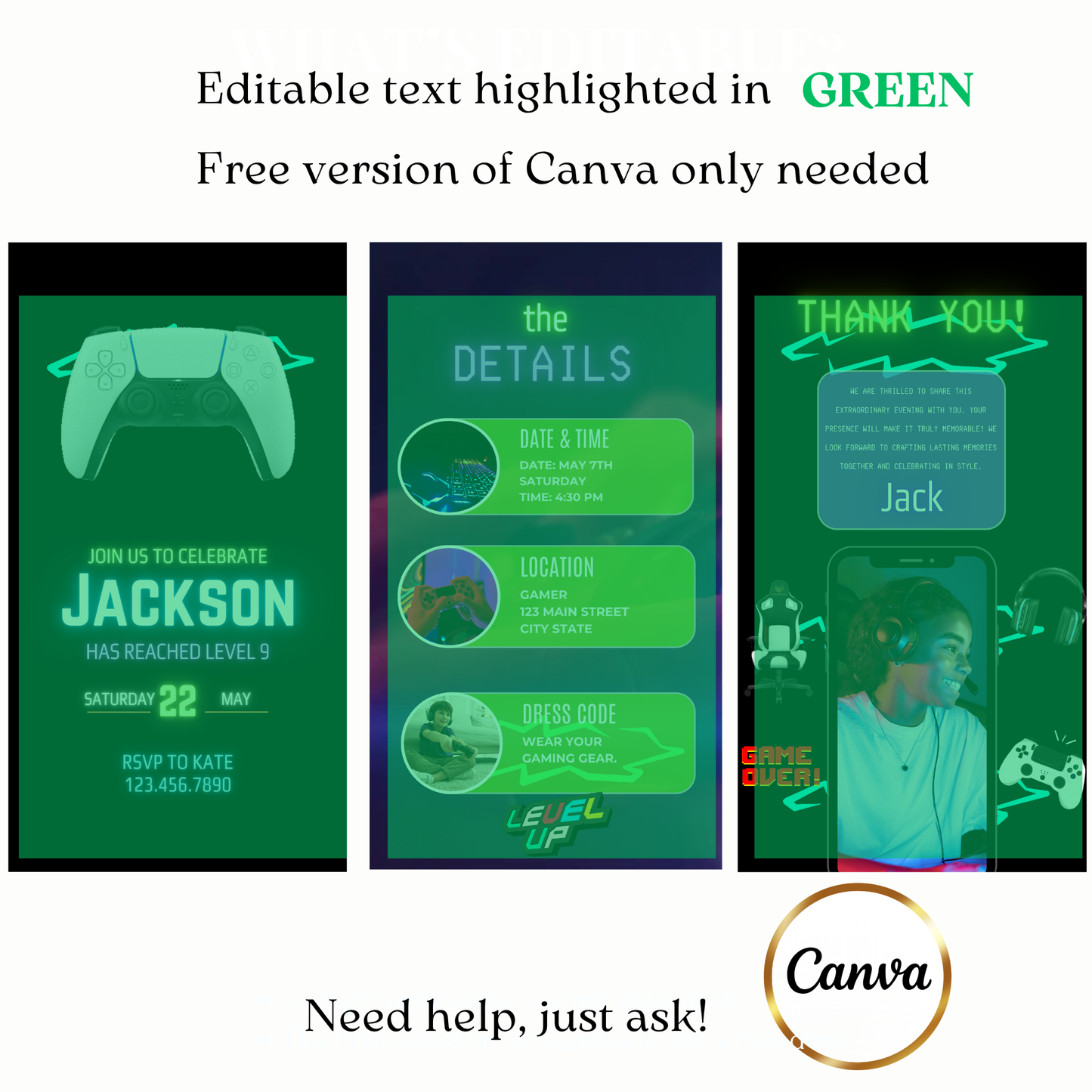 Gamer Birthday Video Invitation