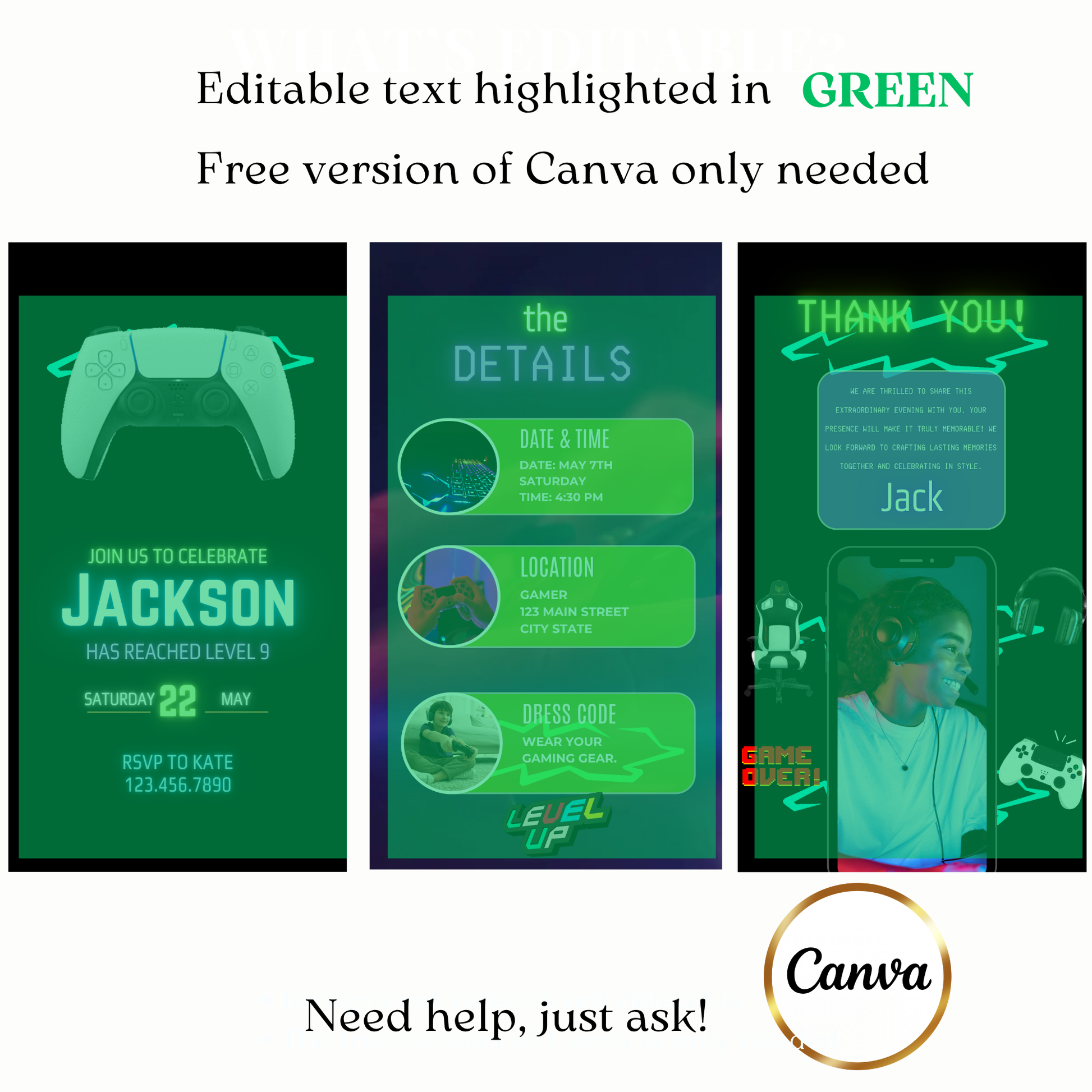 Gamer Birthday Video Invitation