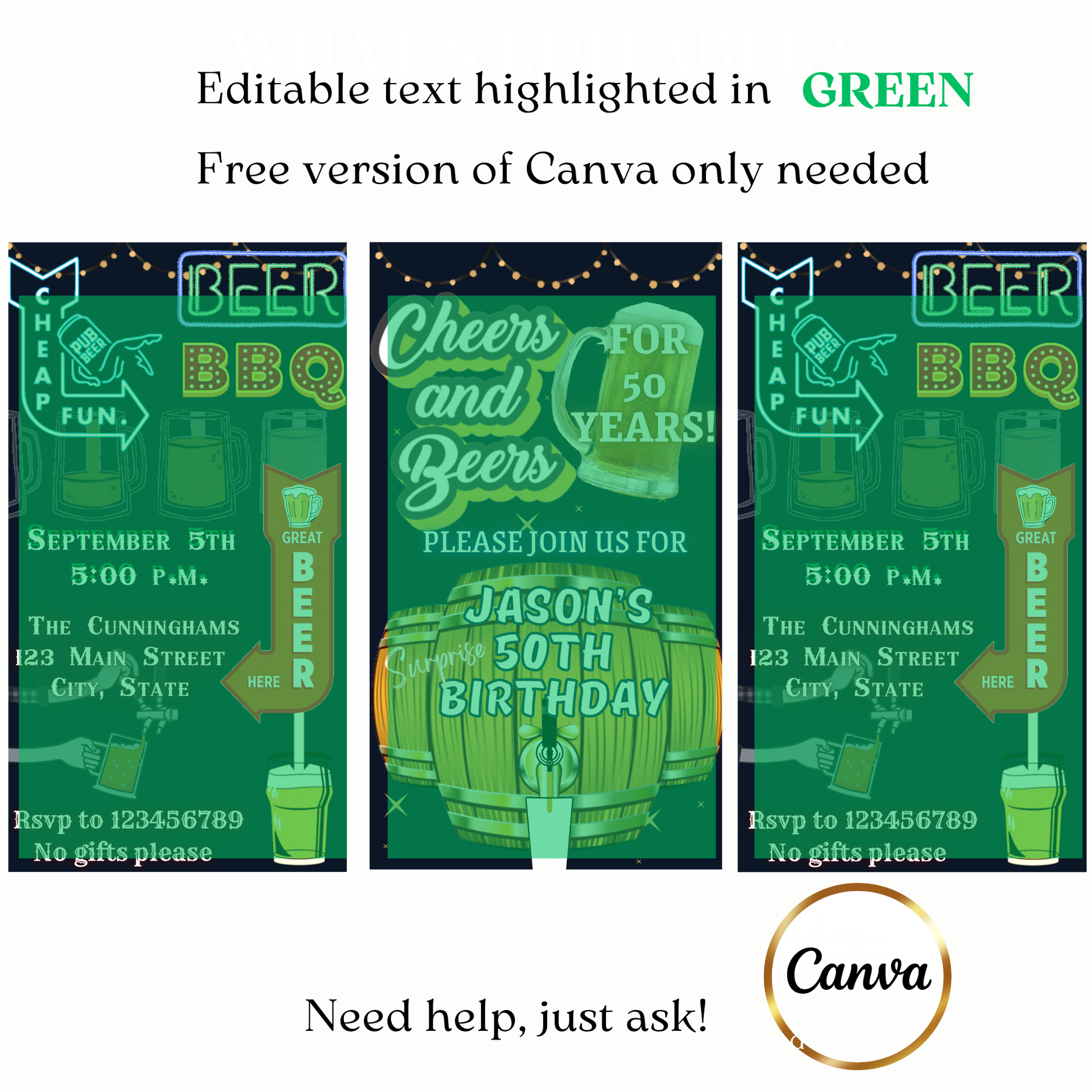 Custom beer barrel milestone video invite design