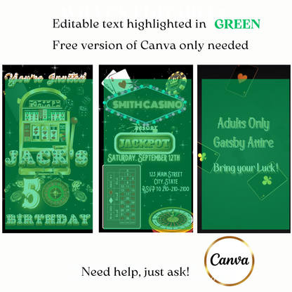 Casino Night Birthday Video Invitation