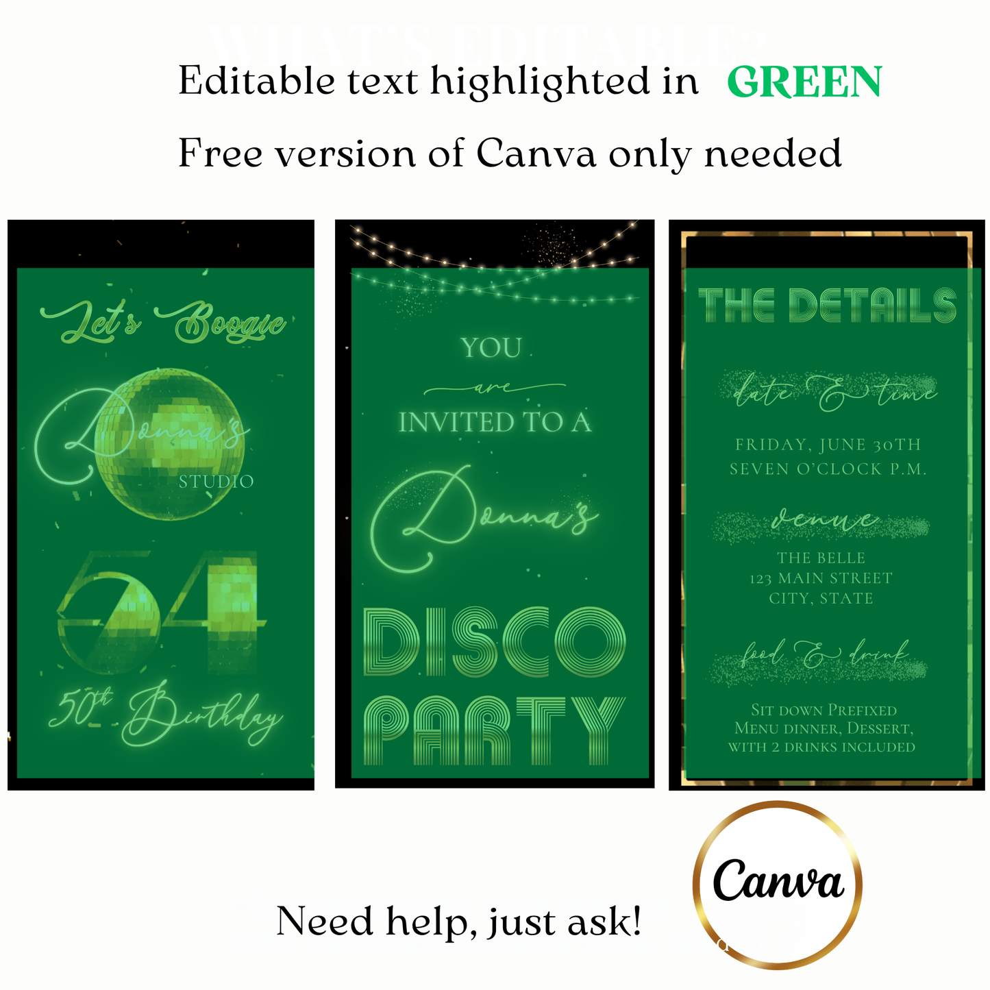 Gold Disco Birthday Party Video Invitation – 70s Glam Dance Night Evite with Music