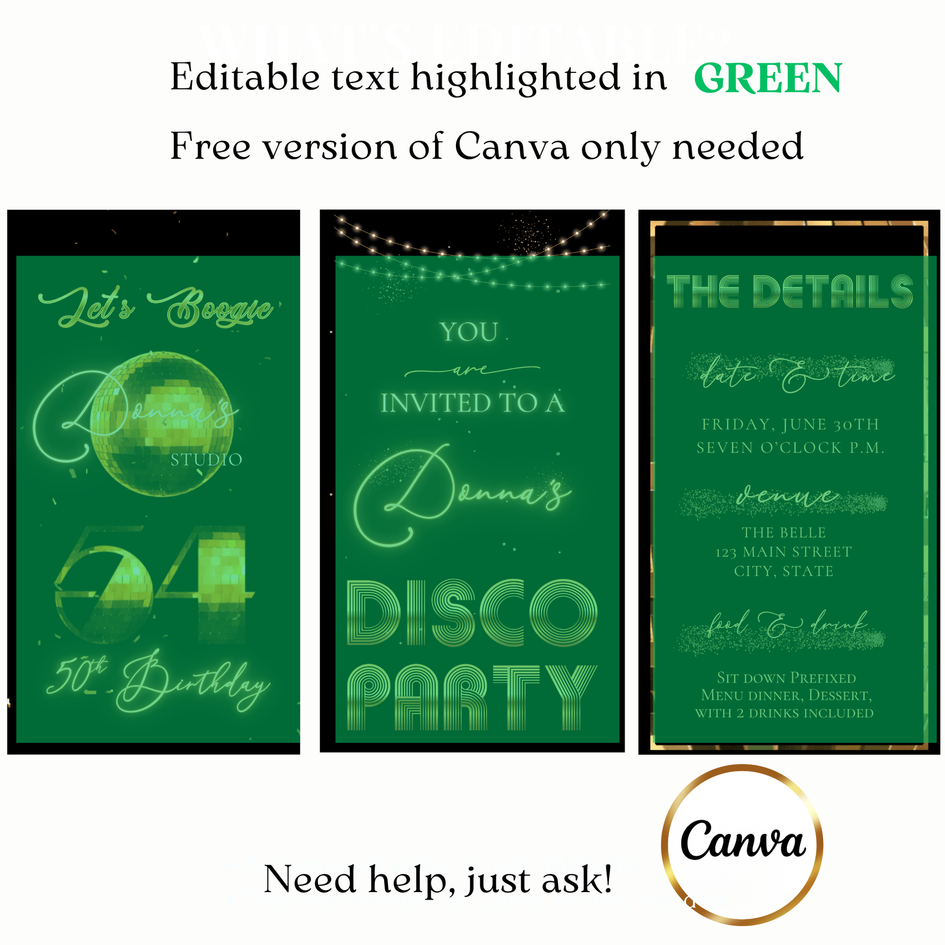 Gold Disco Birthday Party Video Invitation – 70s Glam Dance Night Evite with Music