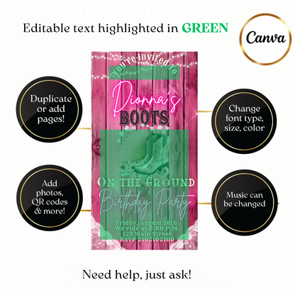 Animated Western Party Evite